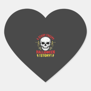 Gruselige Halloween-Geschichte Totenkopf-Design_1 Herz-Aufkleber