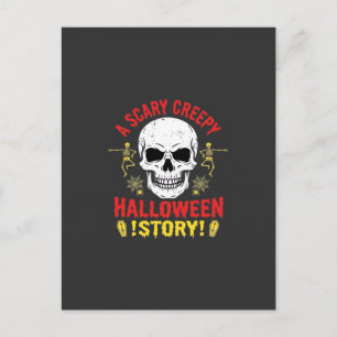 Gruselige Halloween-Geschichte Totenkopf-Design_1 Postkarte