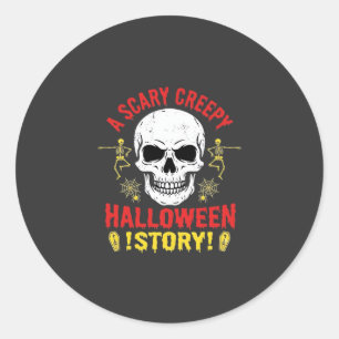 Gruselige Halloween-Geschichte Totenkopf-Design_1 Runder Aufkleber