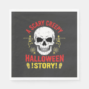 Gruselige Halloween-Geschichte Totenkopf-Design_1 Serviette