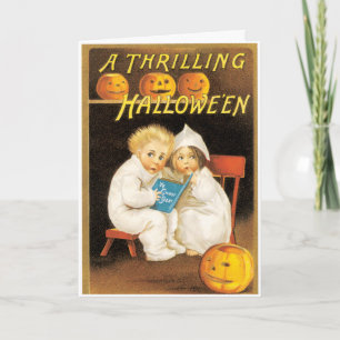Gruselige Halloween-Geschichten Vintage-Karte Karte
