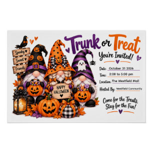 Gruselige Halloween-Gnome Kofferraum-oder-Behandlu Poster