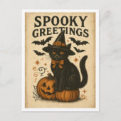 Gruselige Halloween-Grüße im Vintage-Stil Postkarte (Vorderseite)