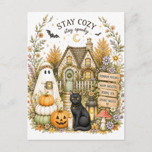 Gruselige Halloween-Herbst-Postkarte Postkarte