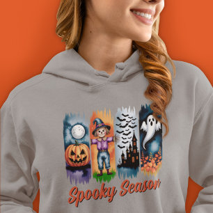 Gruselige Halloween-Herbst-Saison Pinselstriche Hoodie
