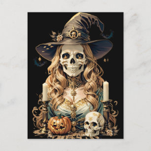 Gruselige Halloween-Hexe Postkarte