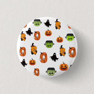 Gruselige Halloween-Hexe, Spukhaus, Mond Button