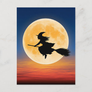Gruselige Halloween-Hexen-Grußkarte Postkarte
