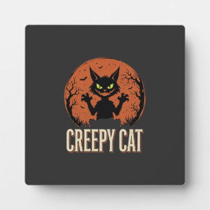 Gruselige Halloween-Katze Vintage-Mond-Grafik Fotoplatte