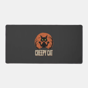 Gruselige Halloween-Katze Vintage-Mond-Grafik Schreibtischunterlage