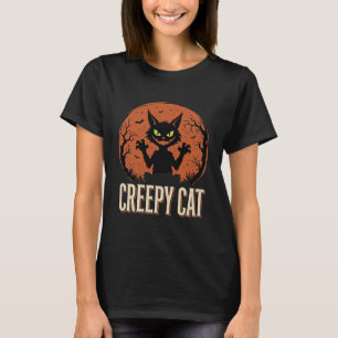 Gruselige Halloween-Katze Vintage-Mond-Grafik T-Shirt