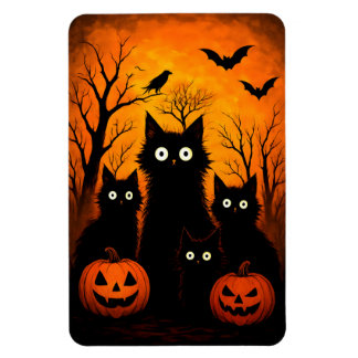 Gruselige Halloween-Katzen und Fledermaus-Design | Magnet