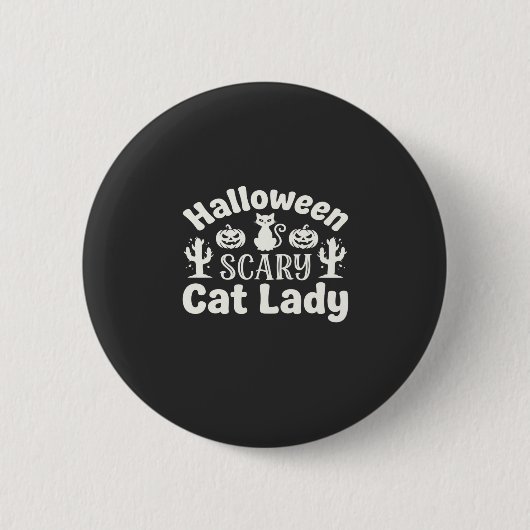Gruselige Halloween-Katzenlady_1 Button (Vorderseite)