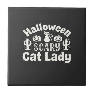 Gruselige Halloween Katzenlady_1 Fliese