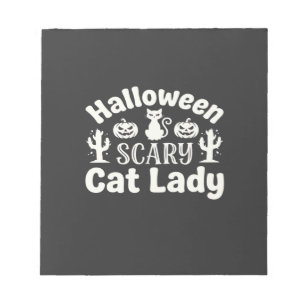 Gruselige Halloween Katzenlady_1 Notizblock
