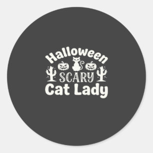 Gruselige Halloween Katzenlady_1 Runder Aufkleber