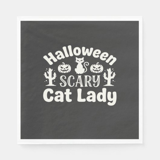 Gruselige Halloween Katzenlady_1 Serviette (Vorderseite)