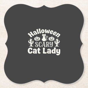 Gruselige Halloween Katzenlady_1 Untersetzer