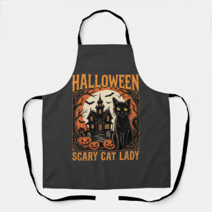 Gruselige Halloween-Katzenlady im Vintage-Design Schürze