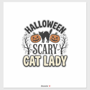 Gruselige Halloween-Katzenlady Retro-Vektorgestalt Aufkleber