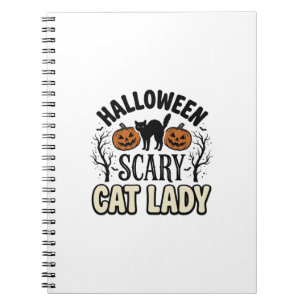 Gruselige Halloween-Katzenlady Retro-Vektorgestalt Notizblock
