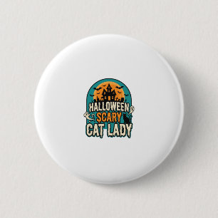 Gruselige Halloween-Katzenlady Vintage Spukhaus_1 Button