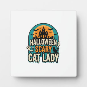 Gruselige Halloween-Katzenlady Vintage Spukhaus_1 Fotoplatte