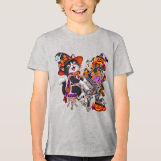 Gruselige Halloween-Katzenmusik Tri-Blend Shirt