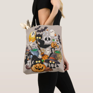 Gruselige Halloween Katzenparty Tasche