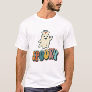 Gruselige Halloween-Krankenschwester Retro-Geist L T-Shirt