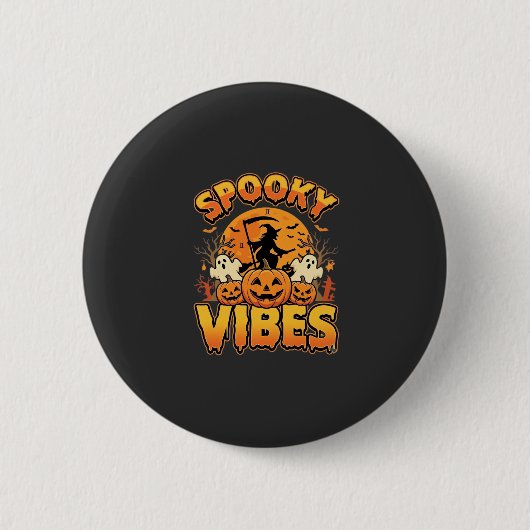 Gruselige Halloween-Kürbis-Hexen-Design_1 Button (Vorderseite)