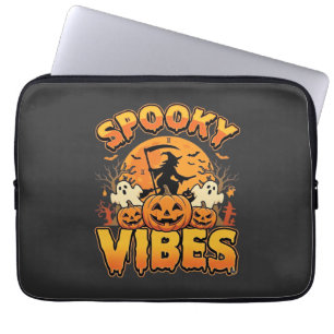 Gruselige Halloween-Kürbis-Hexen-Design_1 Laptopschutzhülle
