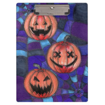 Gruselige Halloween-Kürbisse Spinnennetz Acryl-Cli