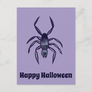 Gruselige Halloween-Lila-Spinnen-Kunst Postkarte