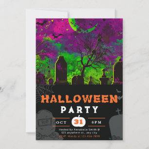 Gruselige Halloween-Nacht mit Mondsichel Einladung