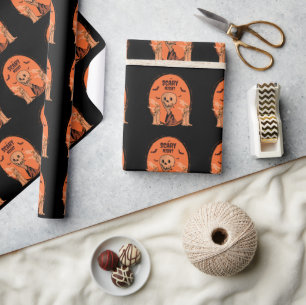 Gruselige Halloween-Nacht-Schädel- und Fledermaus- Geschenkpapier
