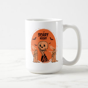 Gruselige Halloween-Nacht-Schädel- und Fledermaus- Kaffeetasse