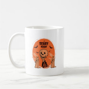 Gruselige Halloween-Nacht-Schädel- und Fledermaus- Kaffeetasse