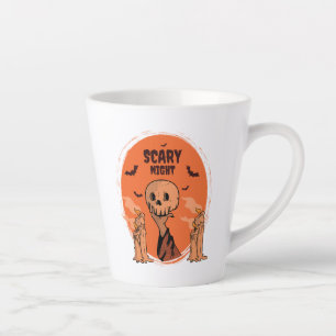 Gruselige Halloween-Nacht-Schädel- und Fledermaus- Milchtasse