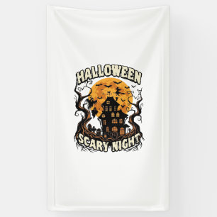 Gruselige Halloween Nacht Spukhaus Vollmond Hexe Banner