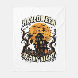 Gruselige Halloween Nacht Spukhaus Vollmond Hexe Fleecedecke