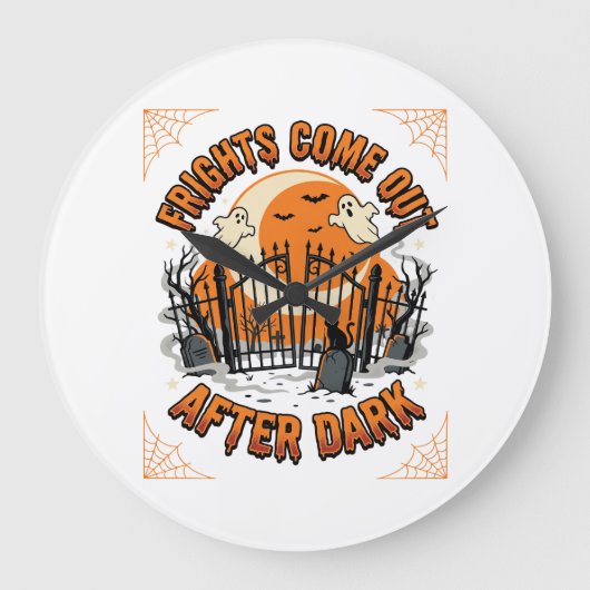 Gruselige Halloween-Nächte Große Wanduhr (Vorderseite)