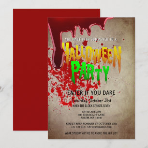 Gruselige Halloween-Party Bluttiefes Vintage-Papie Einladung