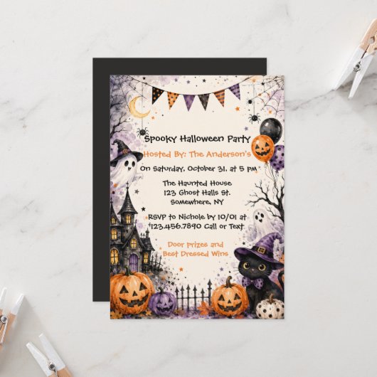 Gruselige Halloween-Party Einladung (Vorderseite/Rückseite Beispiel)