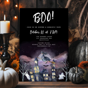 Gruselige Halloween-Party-Einladung für ein Spukha Feiertagskarte