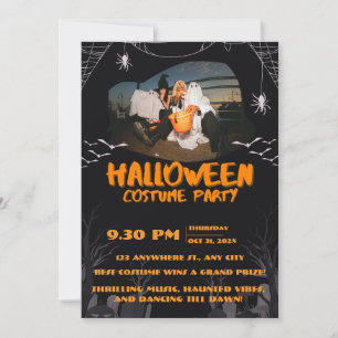 Gruselige Halloween-Party-Einladung – Geister & Fl Einladung