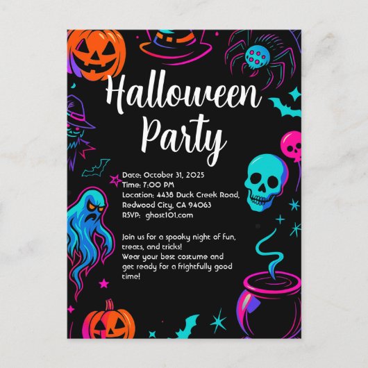 Gruselige Halloween-Party-Einladung Postkarte (Vorderseite)