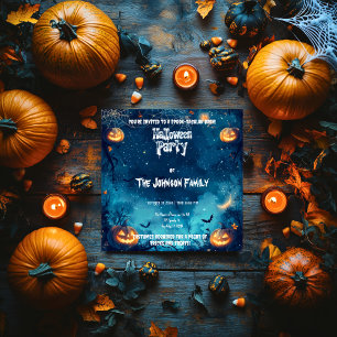 Gruselige Halloween-Party mit leuchtenden Kürbisse Einladung