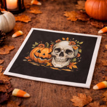 Gruselige Halloween-Party mit Totenkopf und Kürbis