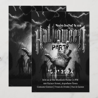 Gruselige Halloween-Party Zombies Schwarze Gruseli Einladung